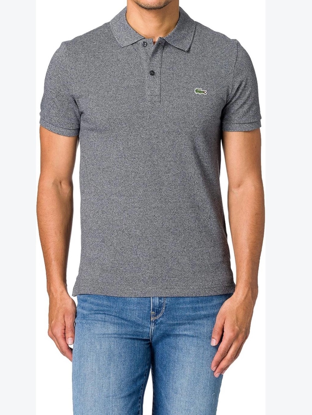Lacoste Men's heather Grey Stretch Pique Polo Shirt